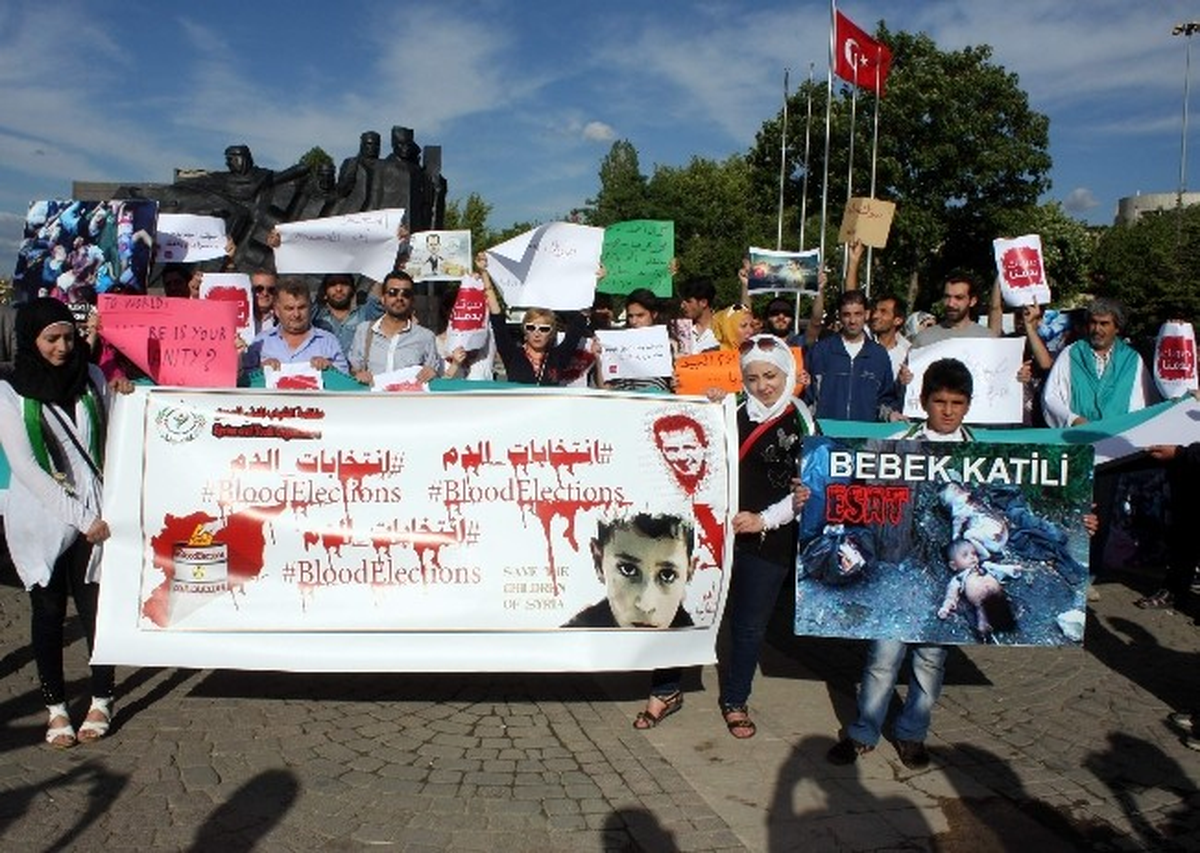 Suriyeliler, Cumhurbaşkanlığı Seçimini Protesto Etti