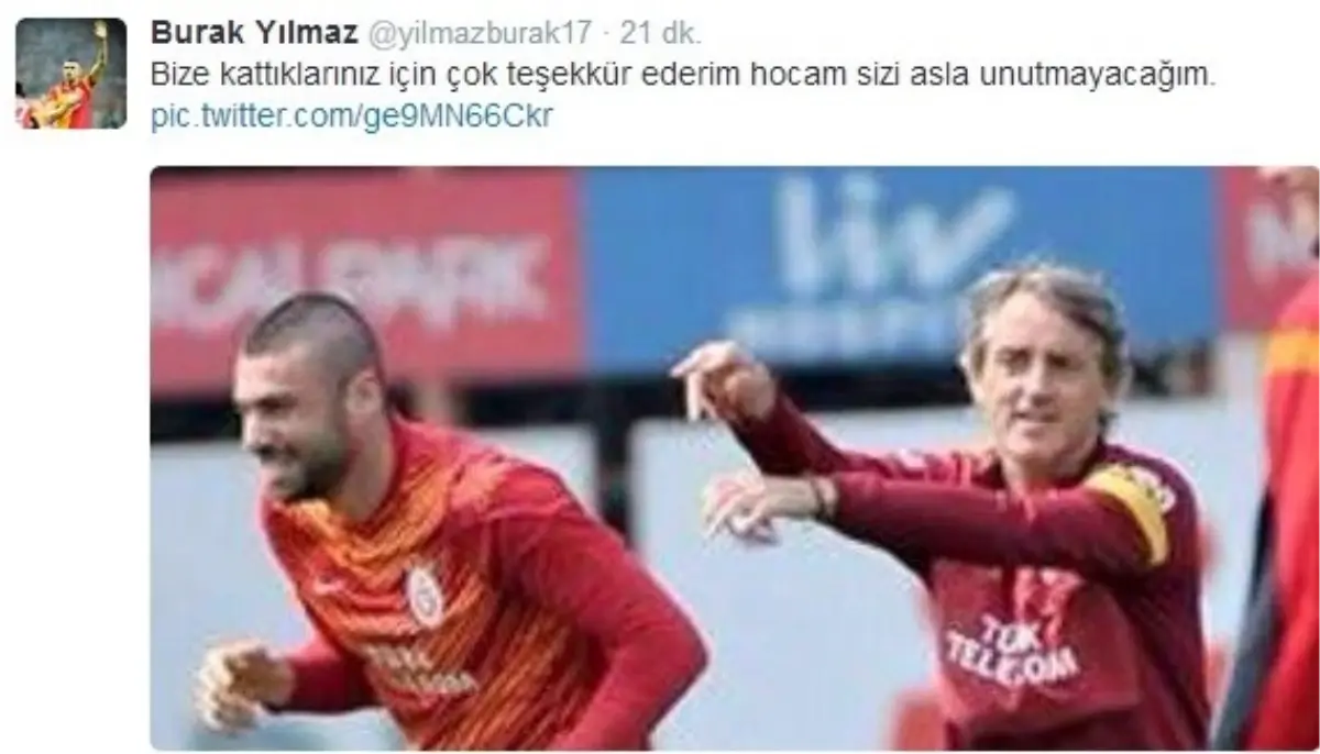 Burak Yılmaz, Twitter\'dan Mancini\'ye Veda Etti