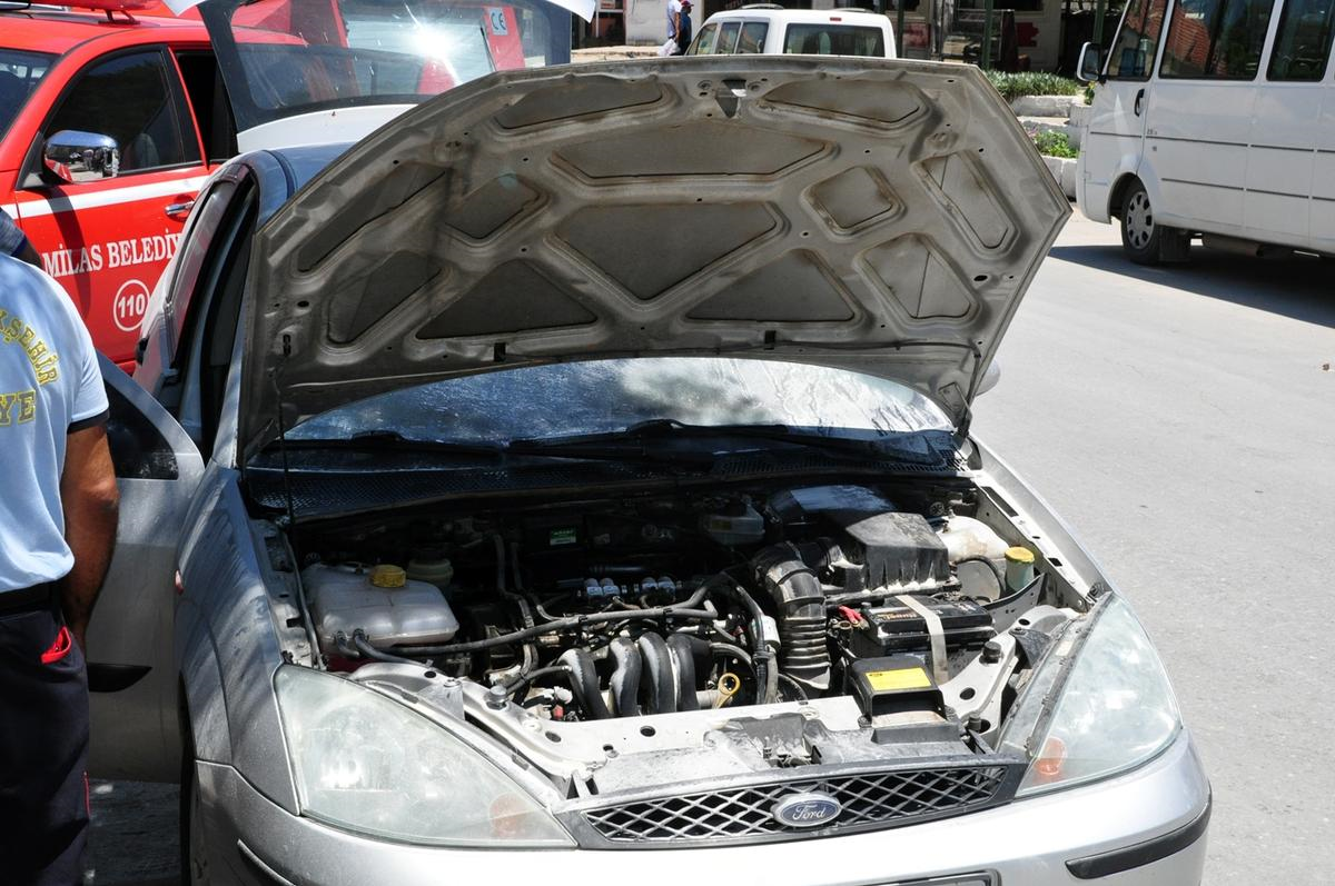Milas\'ta Seyir Halindeki Otomobilde Yangın