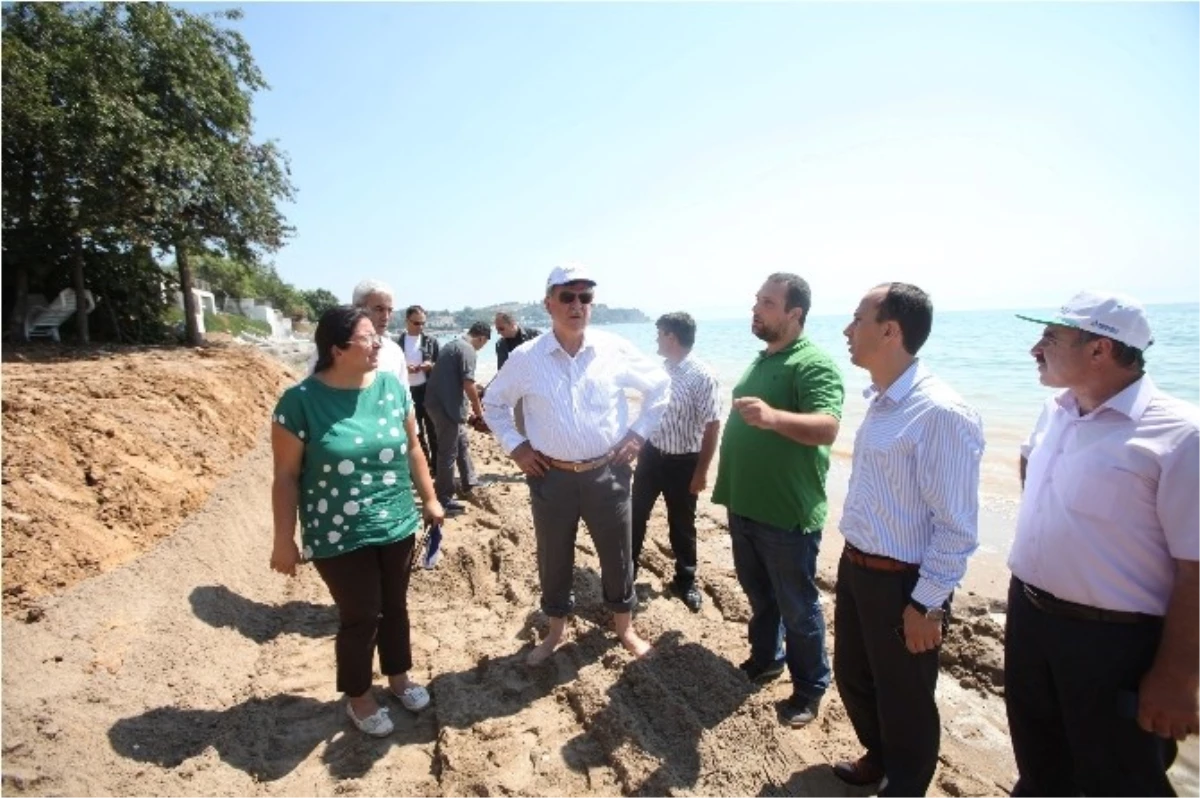 Başkanlar Bayramoğlu Sahilindeki Çalışmaları İnceledi