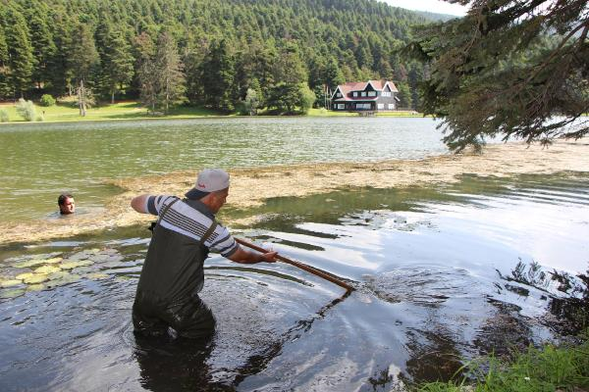 Doğa Harikasında Gölü Saran Otlar Temizleniyor