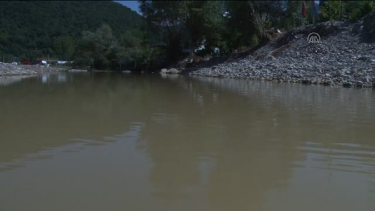 Karadeniz\'e akan çamurlu su, deniz yüzeyini kapladı -