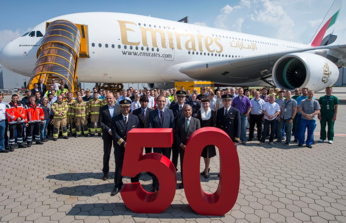Emirates, 50. Airbus 380\'ini Teslim Aldı