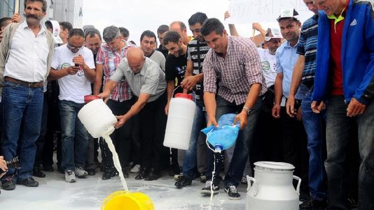 Süt Üreticileri Süt Dökerek Hükümeti Protesto Etti
