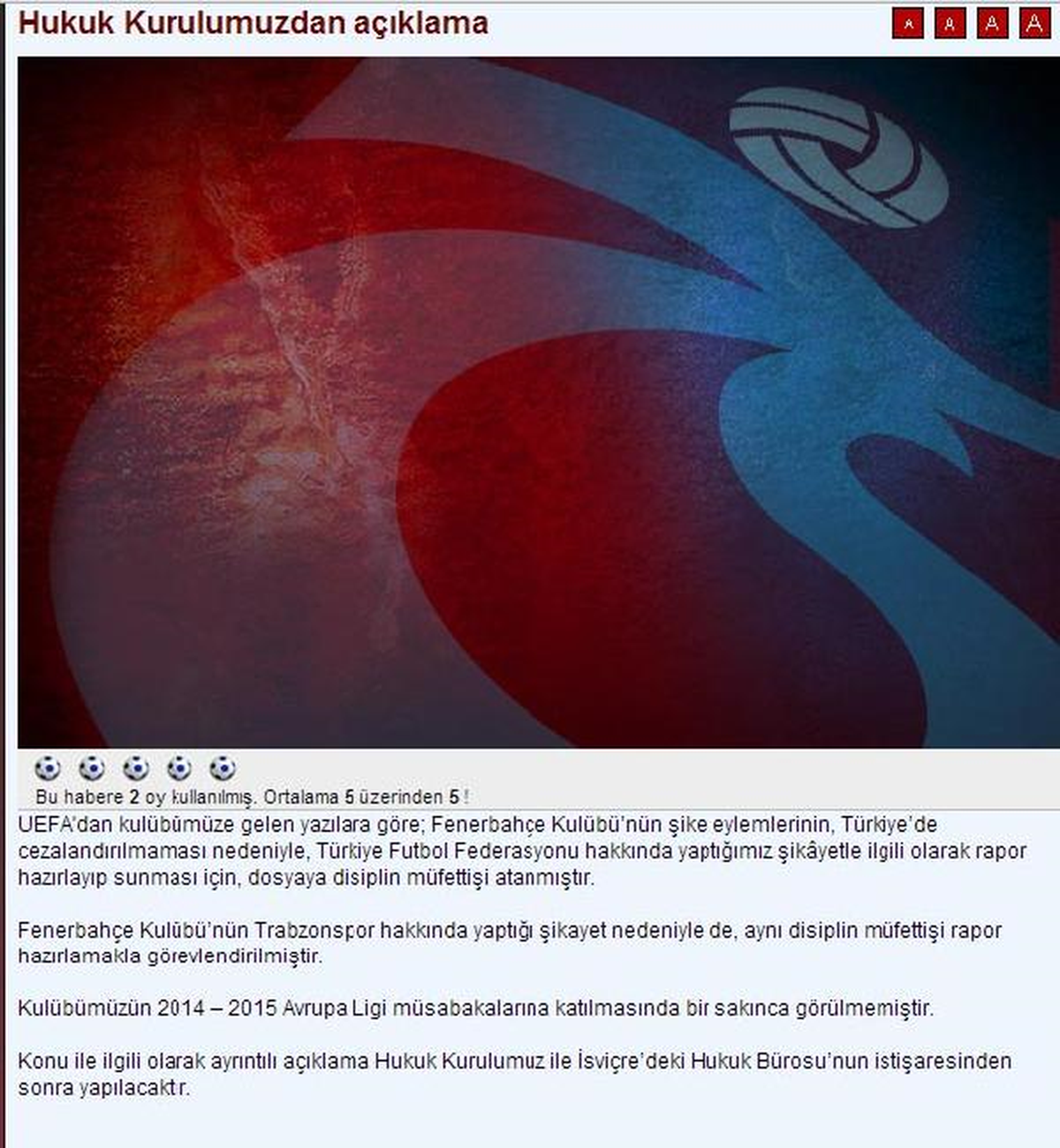 Trabzonspor\'dan Müfettiş Açıklaması