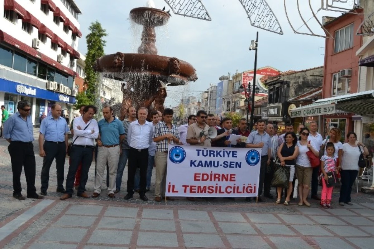 Memurlar Edirne\'de Maaş Zamlarını Protesto Etti