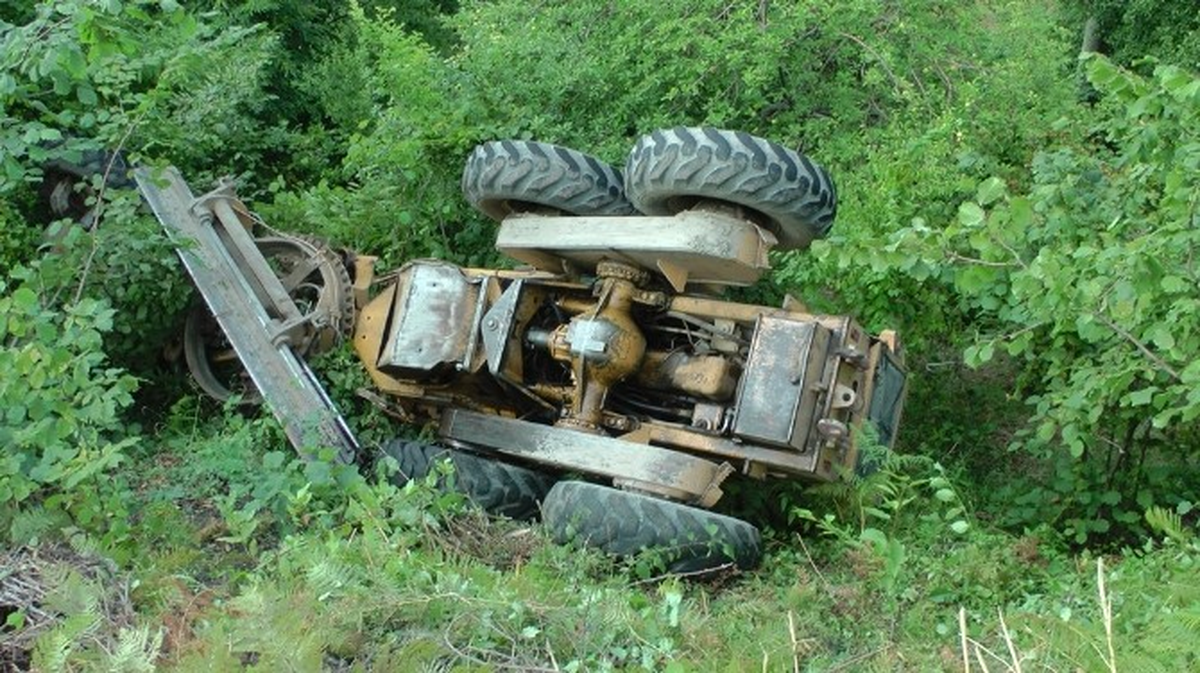 İş Makinesi Hayvana Çarpmamak İçin Yoldan Çıkarak Devrildi