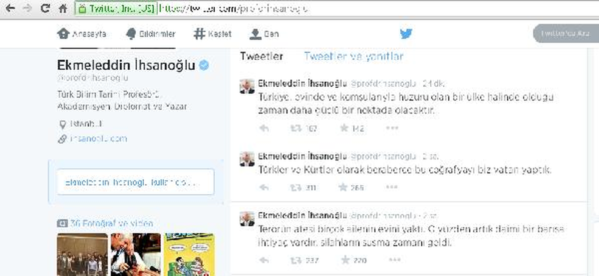 İhsanoğlu\'ndan \'Silahlar Sussun\' Mesajı