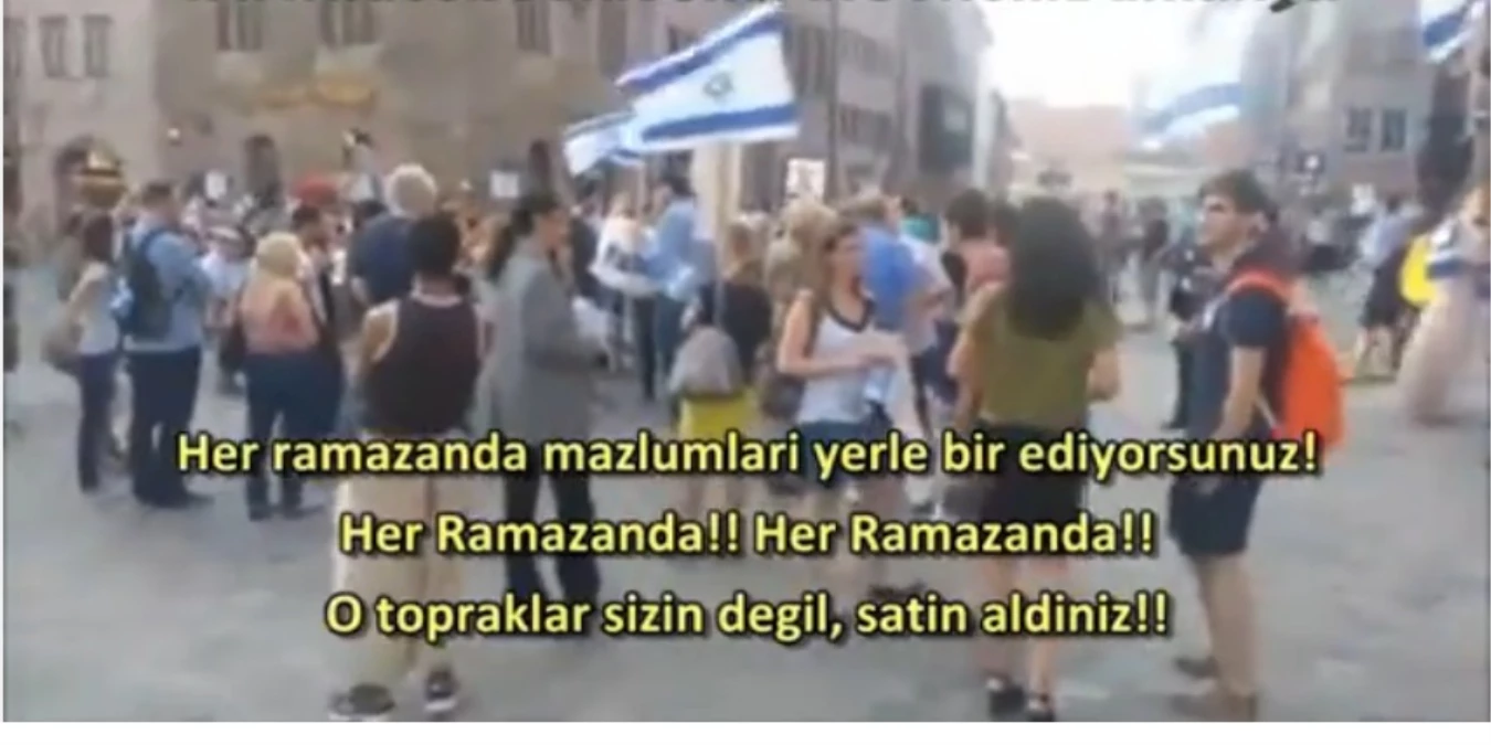 Bir Türk Tek Başına İsrailli Göstericilere Meydan Okudu
