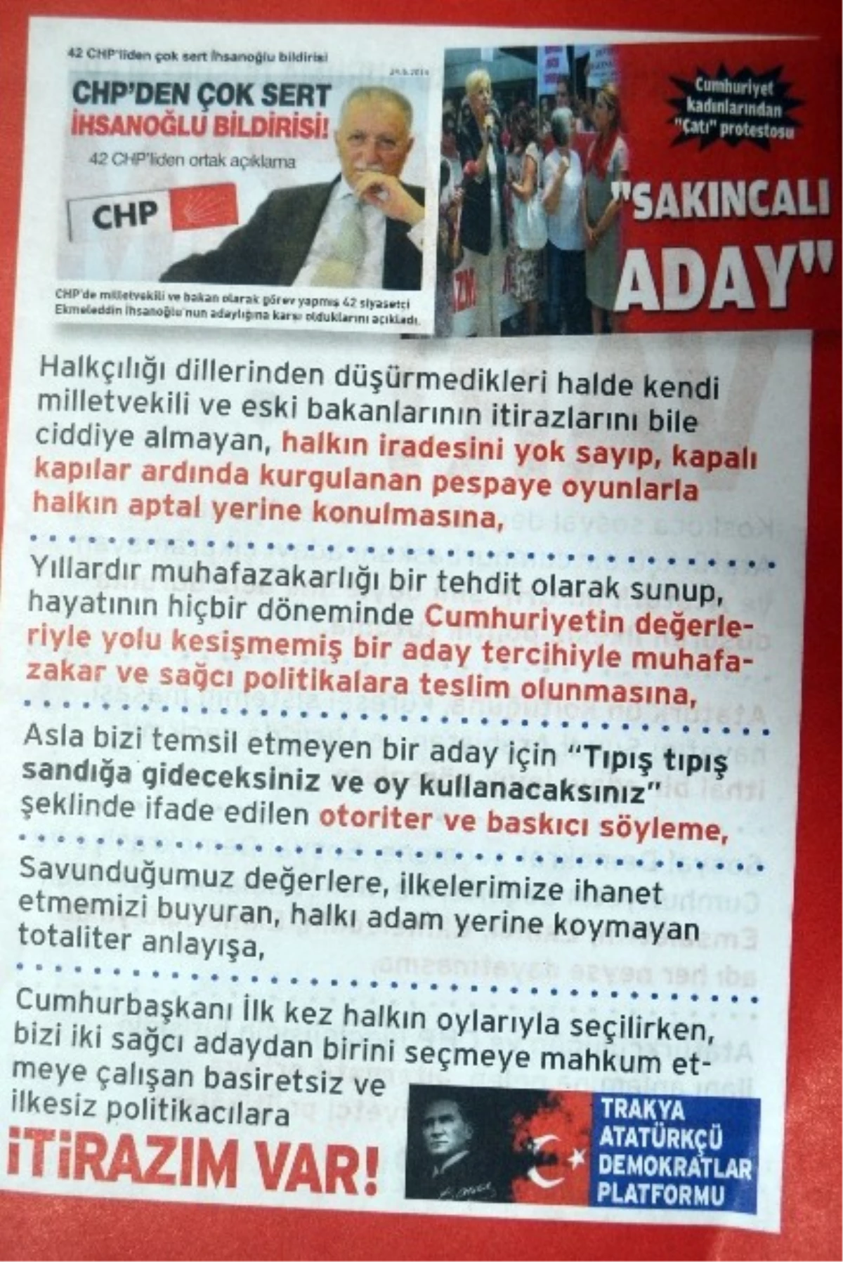 Tekirdağ\'da İhsanoğlu Karşıtı Propaganda