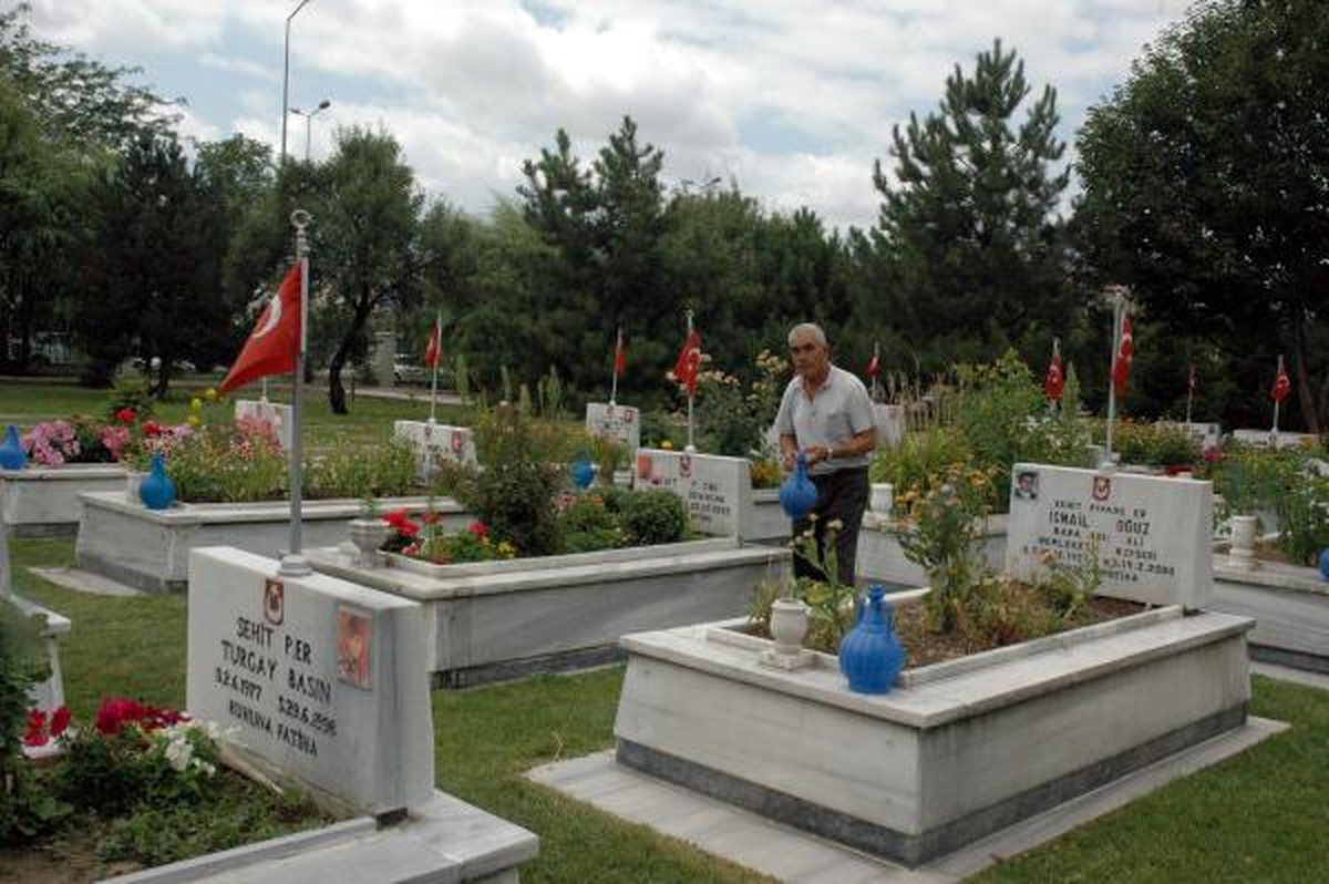 Şehitlikte Hüzünlü Ziyaret