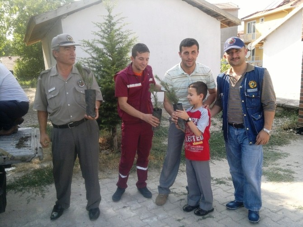 Mezarlıkta Fidan Dağıtıldı
