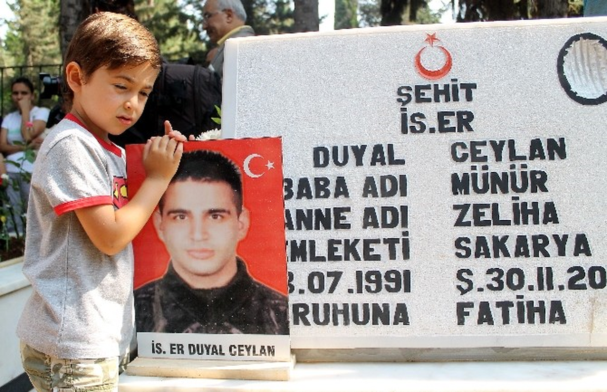 Şehitlikte Hüzünlü Bayramlaşma