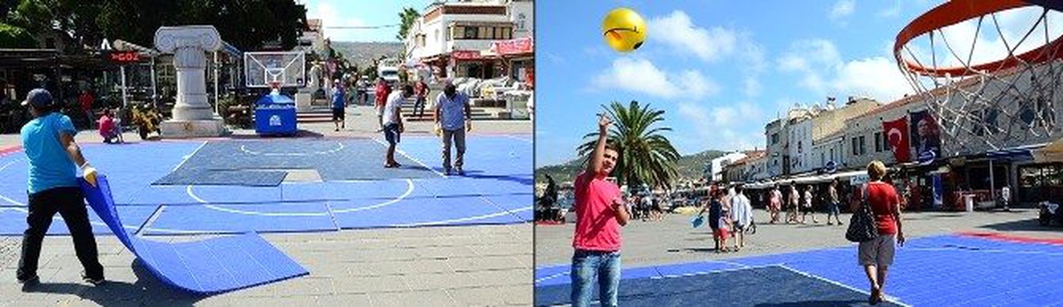 Foça Demokrasi Meydanı Basketbol Şöleni İçin Hazırlanıyor
