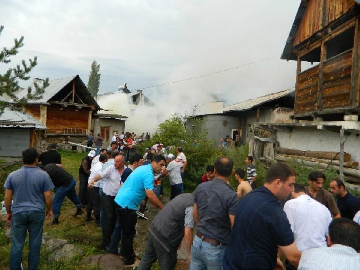 Türkgözü Köyünde Çıkan Yangında 5 Ev, 6 Samanlık Kül Oldu