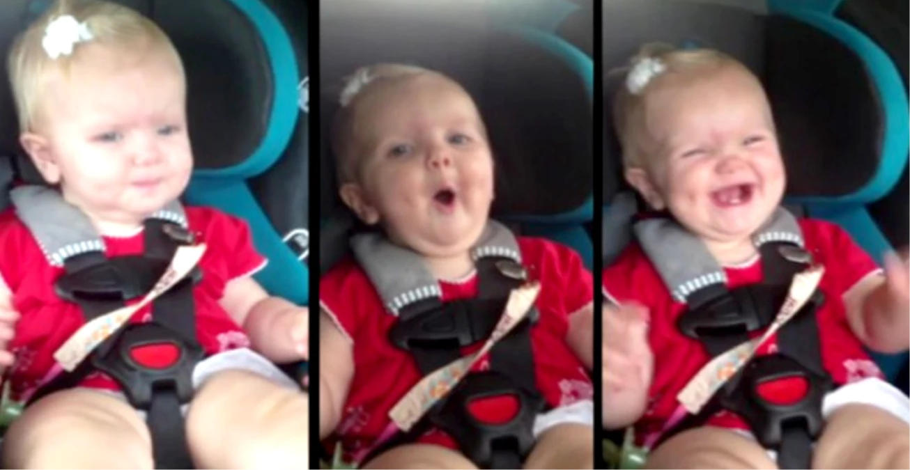 Arabada Sıkılan Bebek Şarkıyı Duyunca Oynamaya Başladı