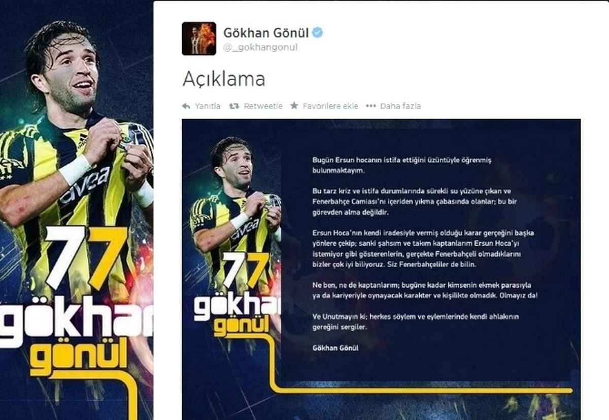 Gökhan Gönül\'den Ersun Yanal Açıklaması