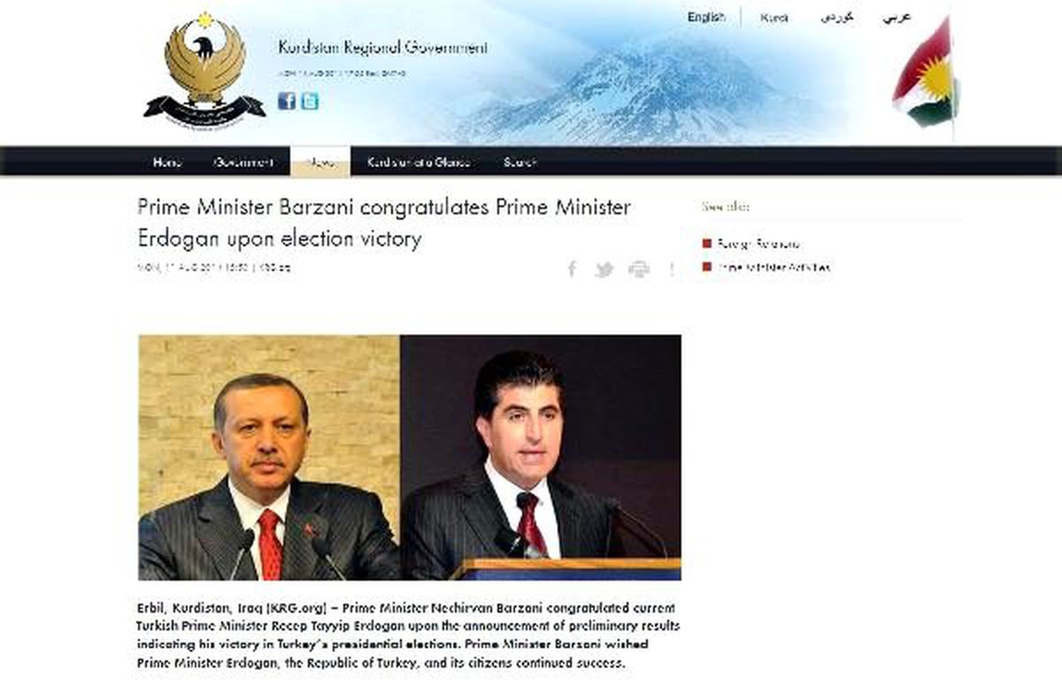 Başbakan Barzani\'den Erdoğan\'a Kutlama Telefonu