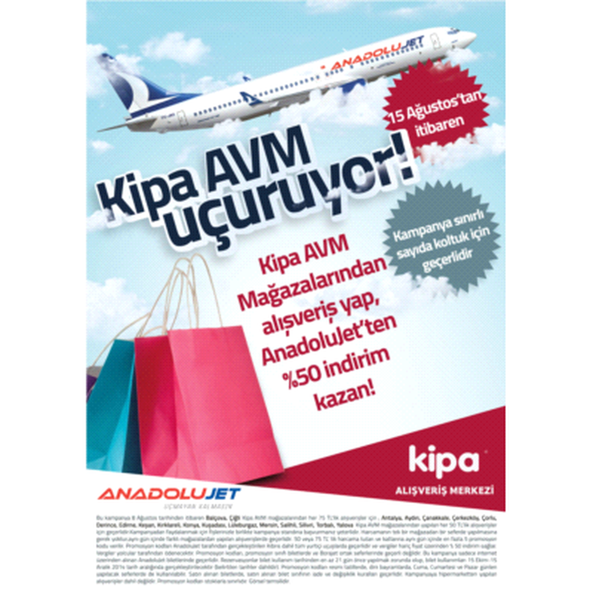 Alışverişini Kipa\'dan Yap, Yüzde 50 İndirimli Uçma Hakkı Kazan