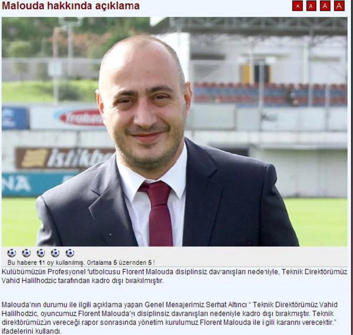 Trabzonspor\'da Malouda Kadro Dışı Bırakıldı
