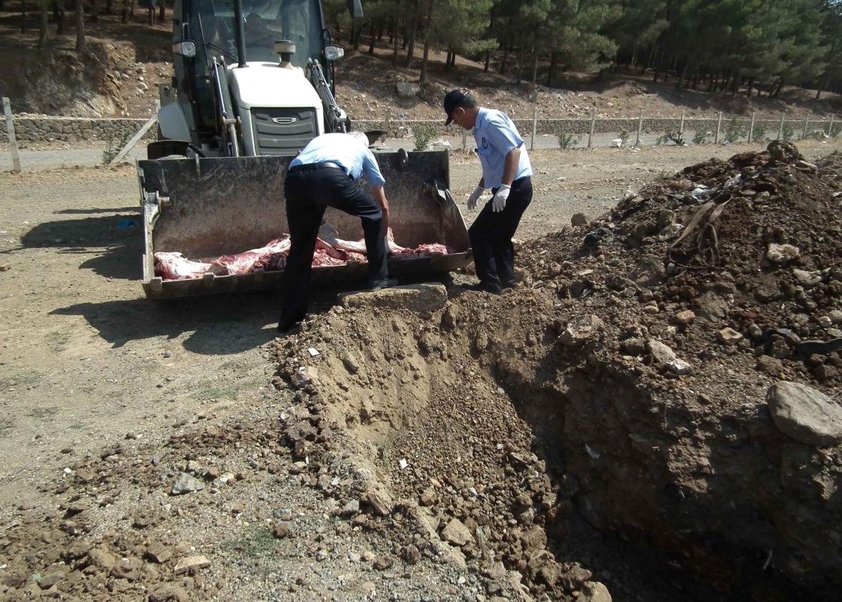İslahiye\'de 130 Kilogram Sağılıksız Et Yakılarak İmha Etti