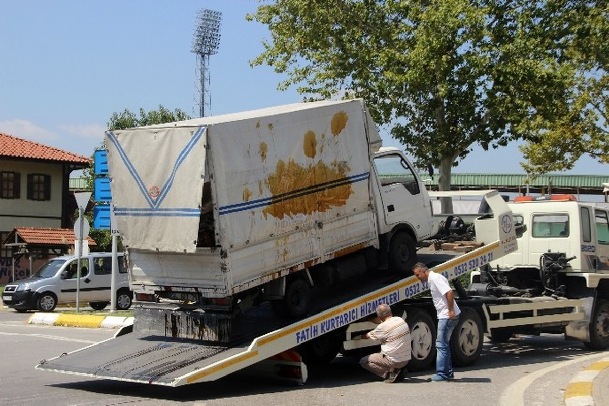 Sakarya\'da Pekmez Yüklü Kamyonet Devrildi