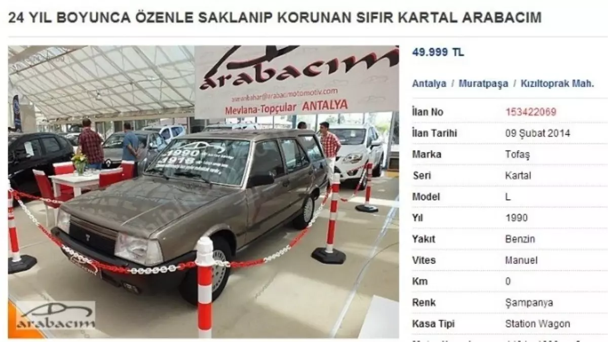 24 Yıllık Sıfır Kartal Otomobil Efsane İlan Oldu