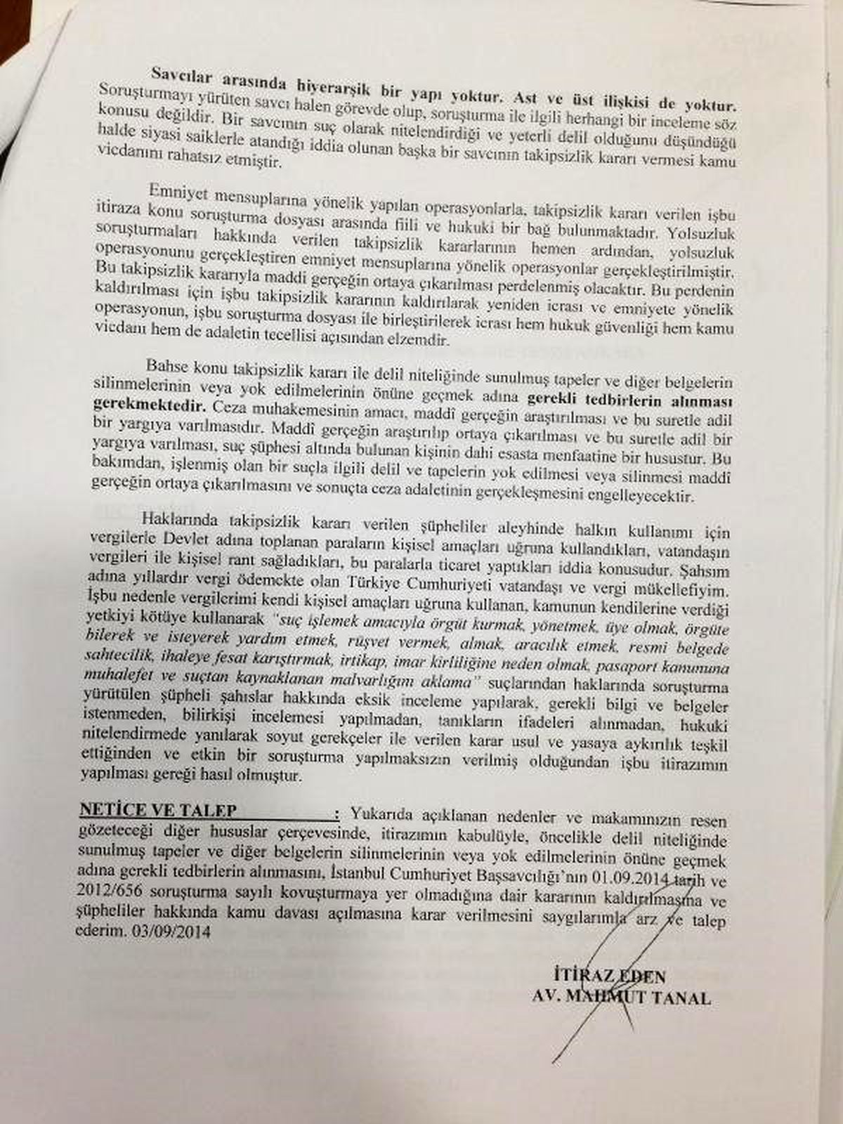 CHP\'li Tanal\'dan Takipsizlik Kararına İtiraz