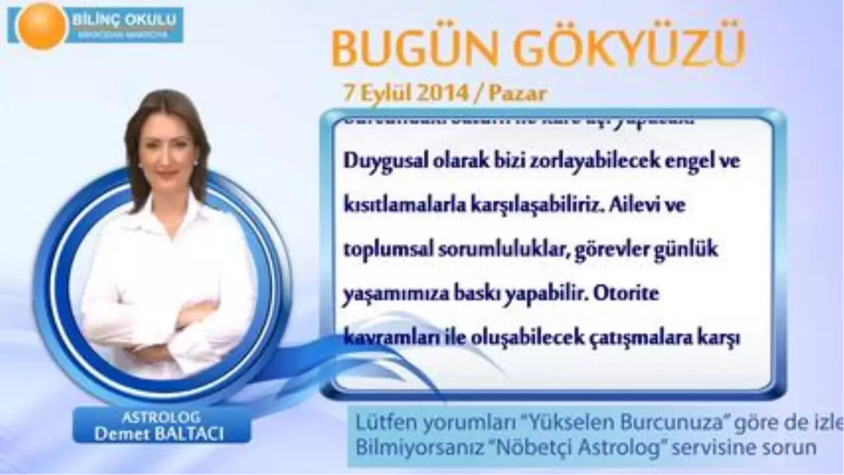 İkizler Burcu, Günlük Astroloji Yorumu,7 Eylül 2014, Astrolog Demet Baltacı Bilinç Okulu