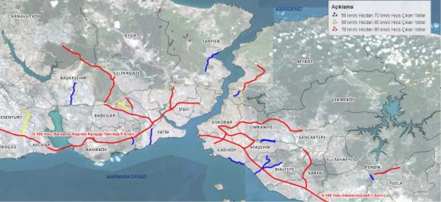 İstanbul\'da Bazı Yollarda Hız Limiti Değişti