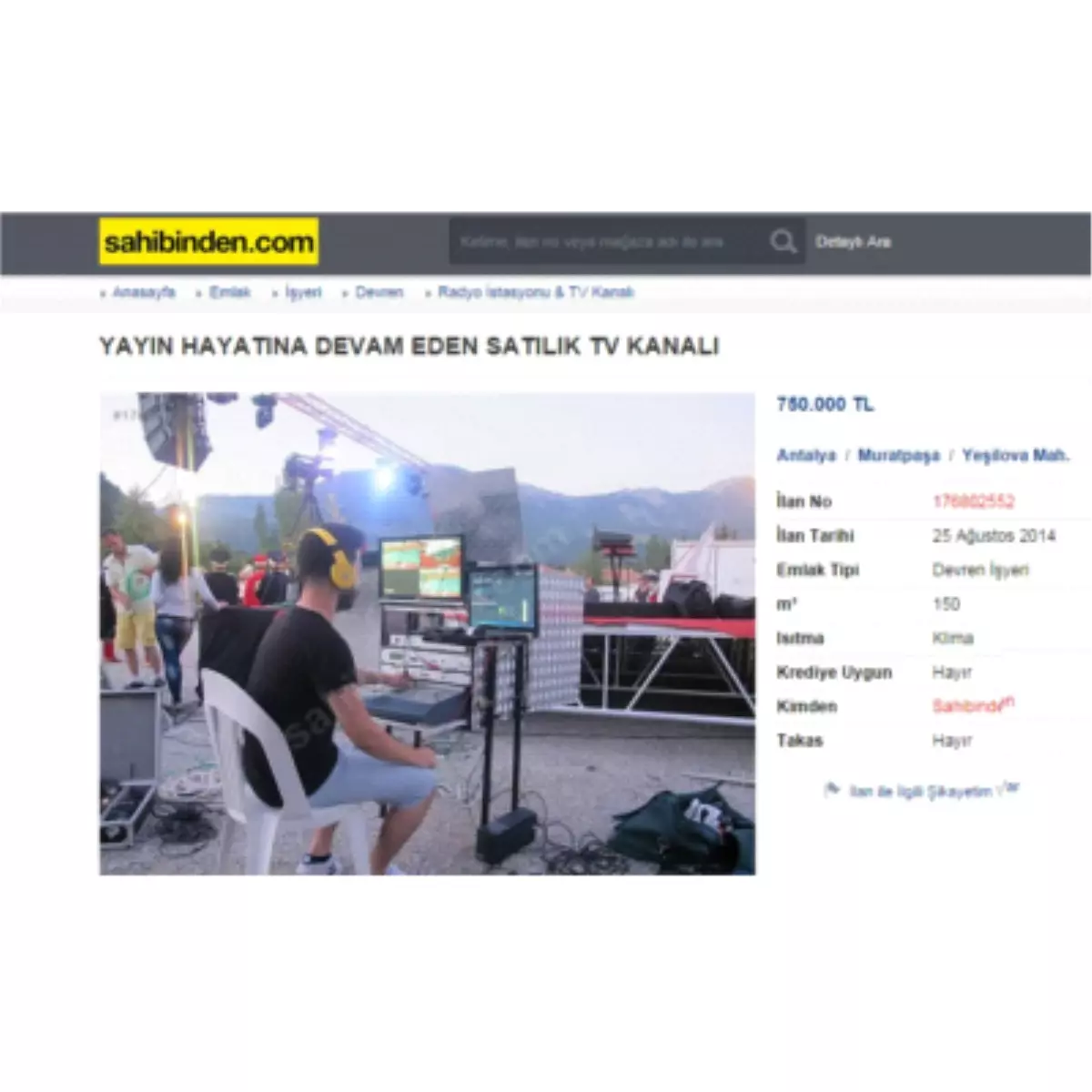 Sahibinden" Az Kullanılmış Televizyon Kanalı