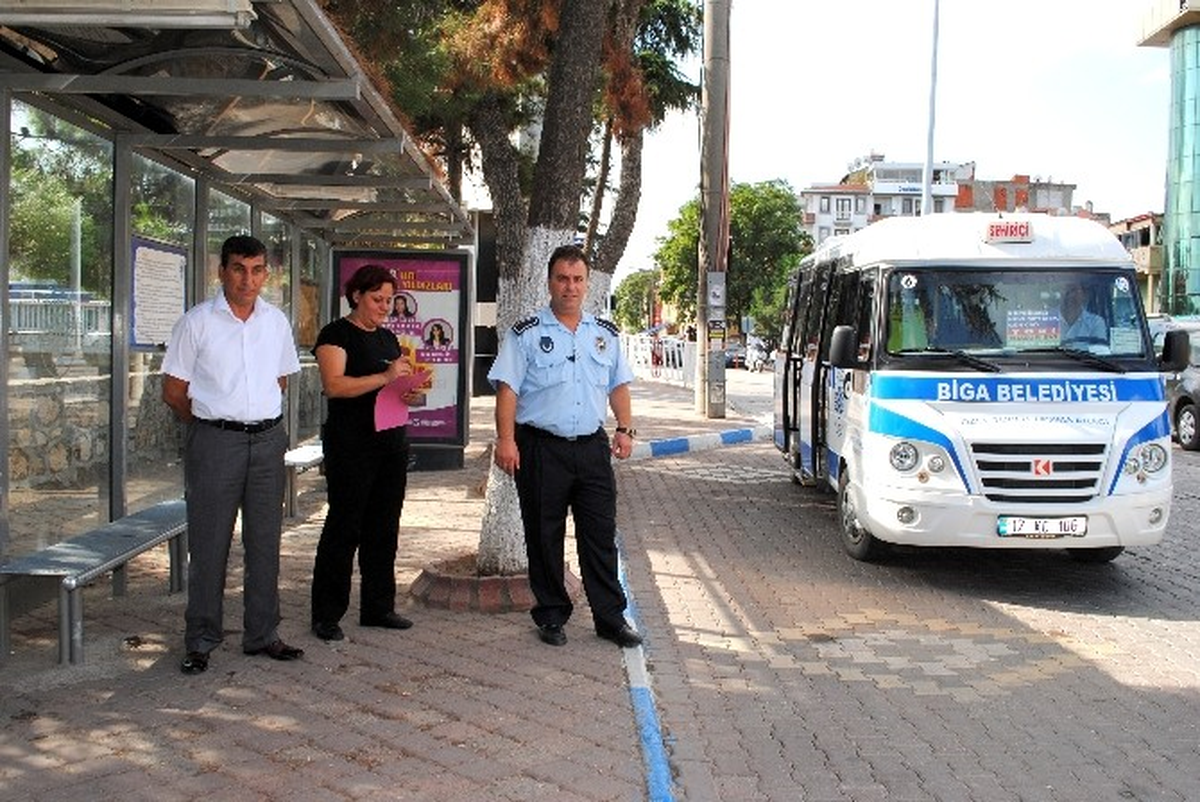 Biga\'da Toplu Taşıma Araçları Denetlendi