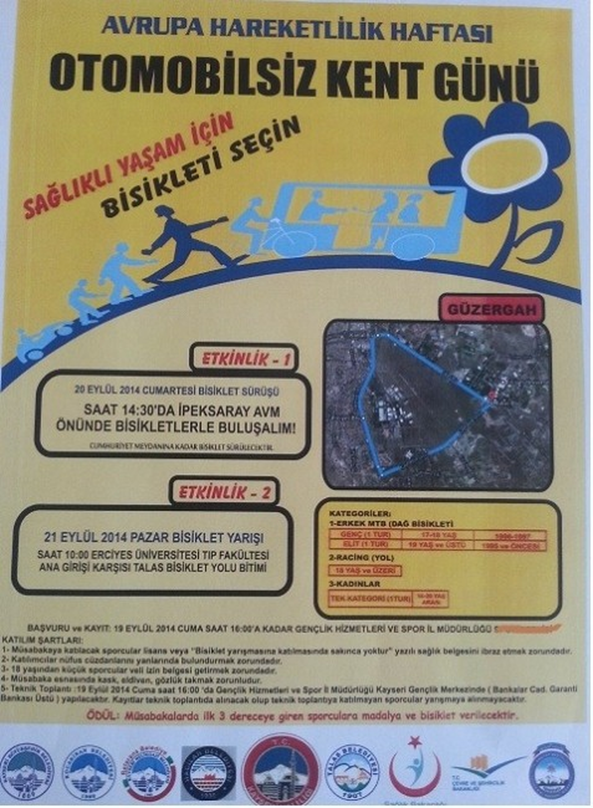 Otomobilsiz Kent Günü Etkinlikleri Çerçevesinde Kayseri\'de Bisiklet Yarışları Düzenlenecek
