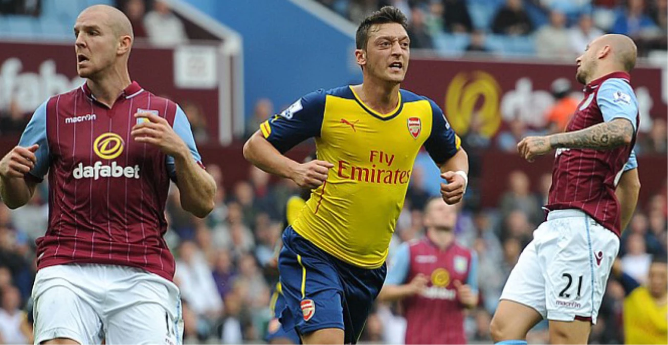 Arsenal, Aston Villa\'yı 3-0 Yenerken Mesut 1 Gol Atıp 1 Asist Yaptı