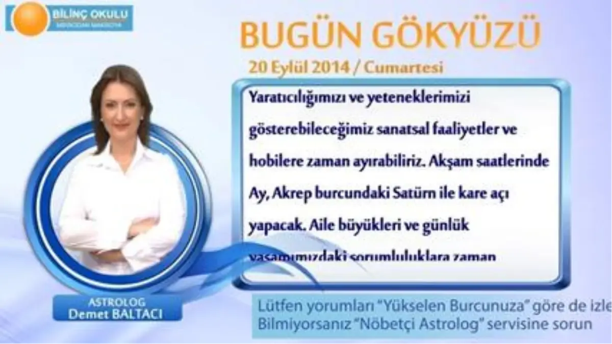 Koç Burcu, Günlük Astroloji Yorumu,20 Eylül 2014, Astrolog Demet Baltacı