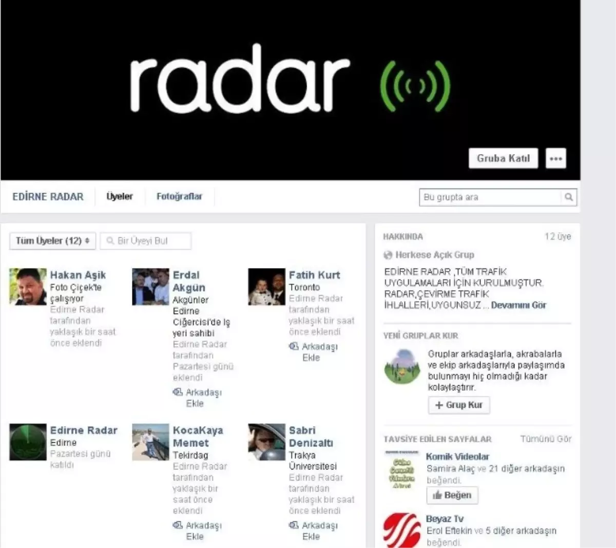 Radardan Kaçmak İçin Facebook\'ta Grup Kurdular