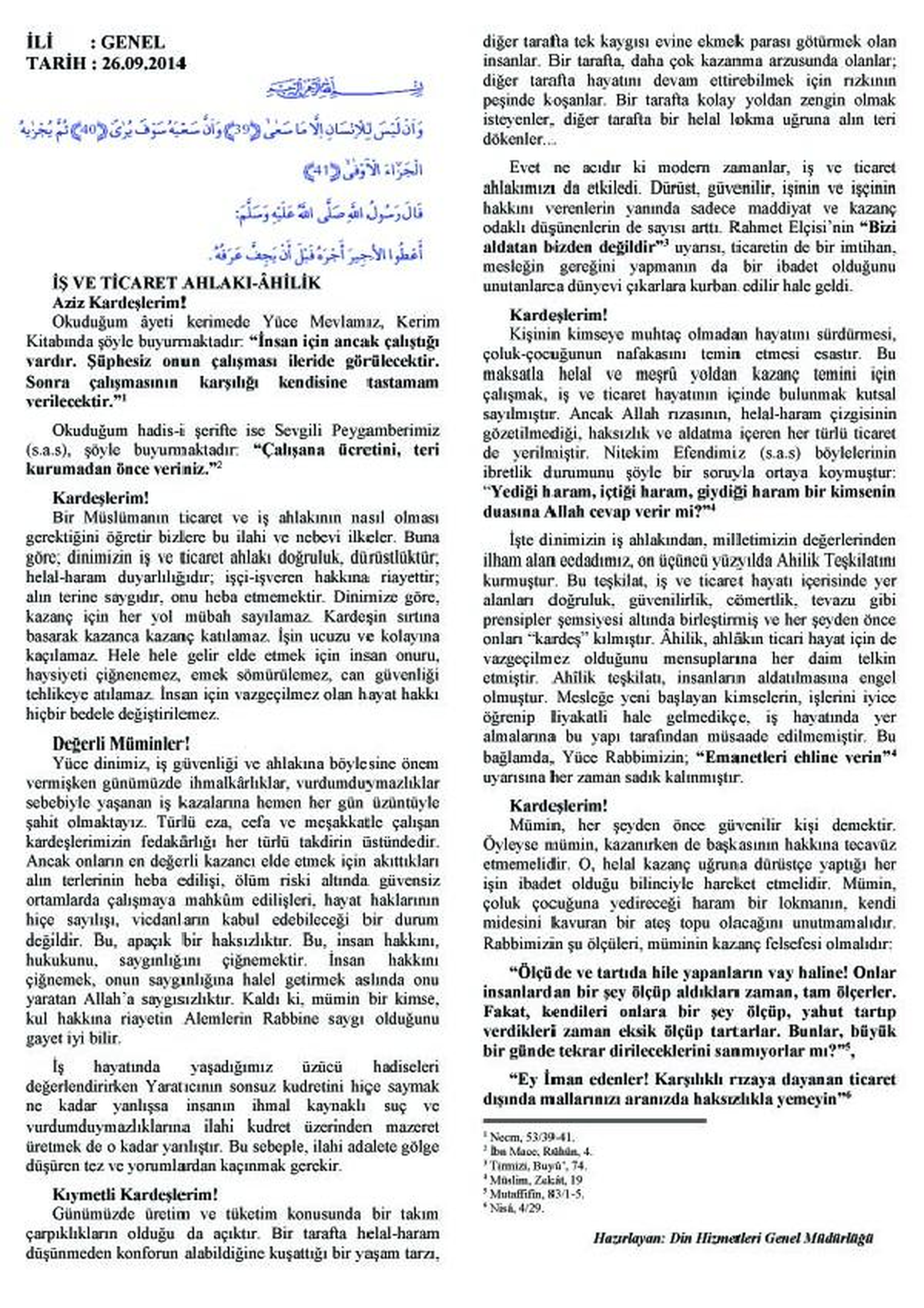 İş Kazaları \'Cuma Hutbesi\'nde: Suça İlahı Adalet Üzerinden Mazeret Üretilmemeli