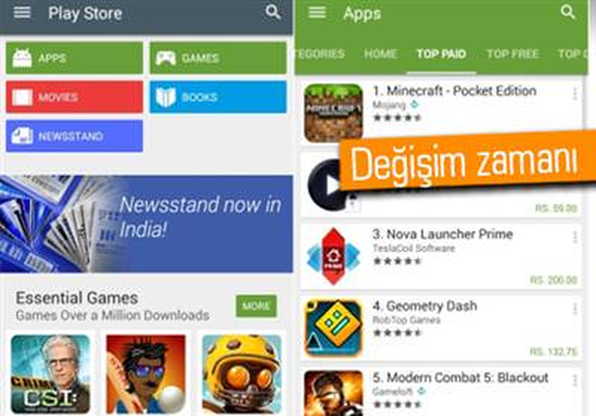 Google Play Store, Materyal Tasarıma Kavuştu