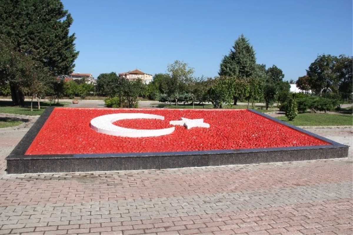 Çiftlikköy\'de Taşlardan Dev Türk Bayrağı Yaptılar
