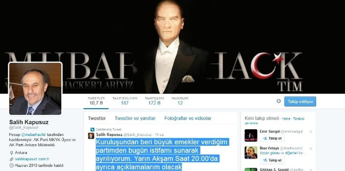 Salih Kapusuz\'un Twıtter Hesabı Hacklendi
