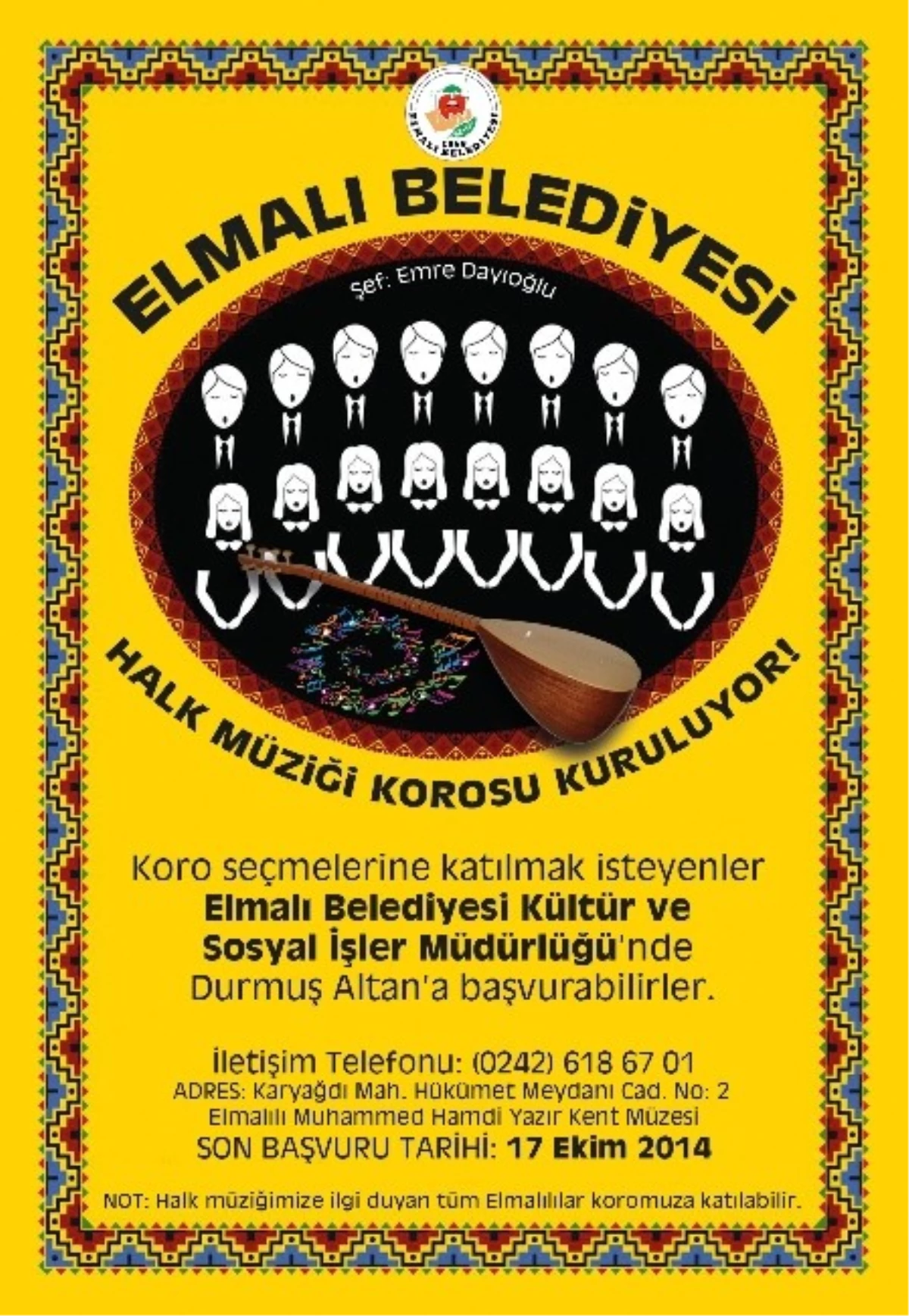 Elmalı Belediyesi Türk Halk Müziği Korosu Kuruyor