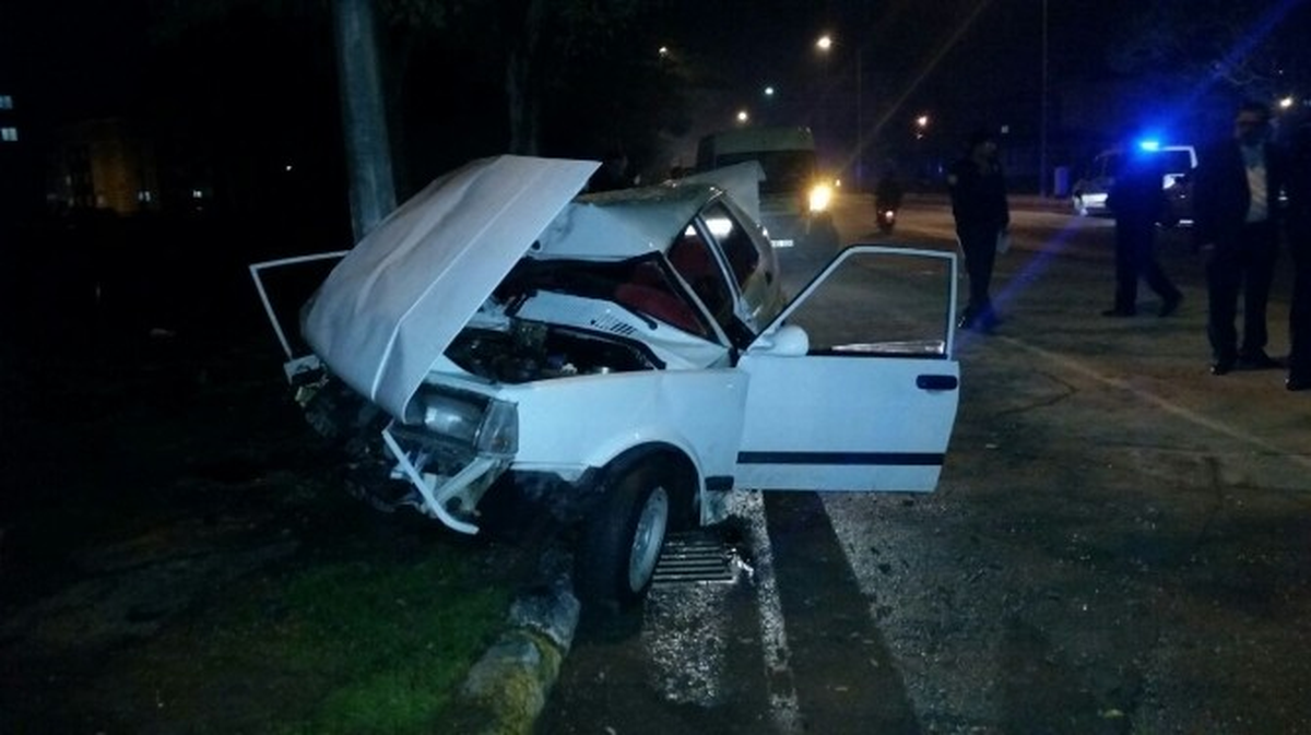 Erzincanda Otomobil Direğe Çarptı;1 Yaralı