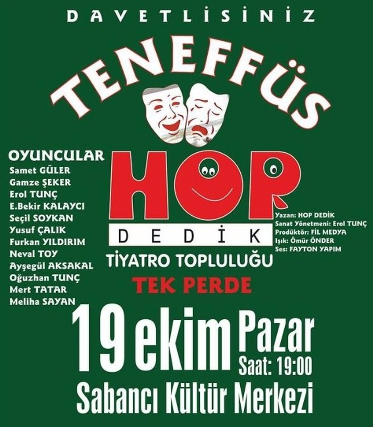 Tenefüs" İlk Kez Sahnelenecek