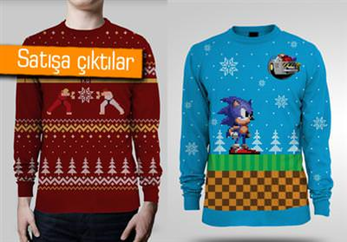 Bu Kışın Modası Sonic ve Street Fighter\'lı 8-bit Kazaklar