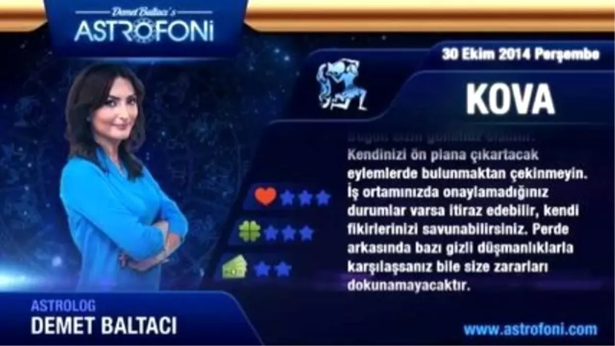 Kova Burcu, Günlük Astroloji Yorumu, 30 Ekim 2014