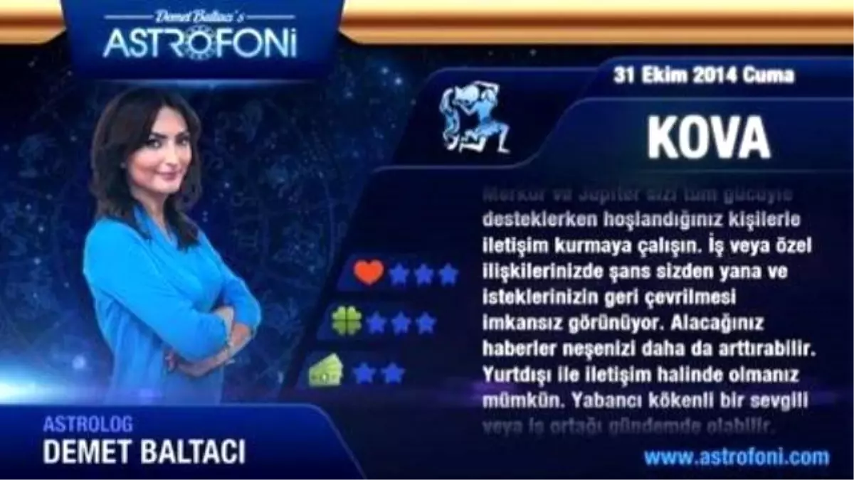 Kova Burcu, Günlük Astroloji Yorumu, 31 Ekim 2014