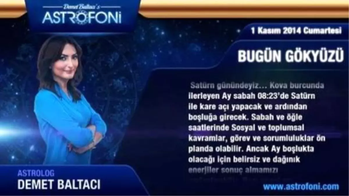 Kova Burcu, Günlük Astroloji Yorumu, 1 Kasım 2014