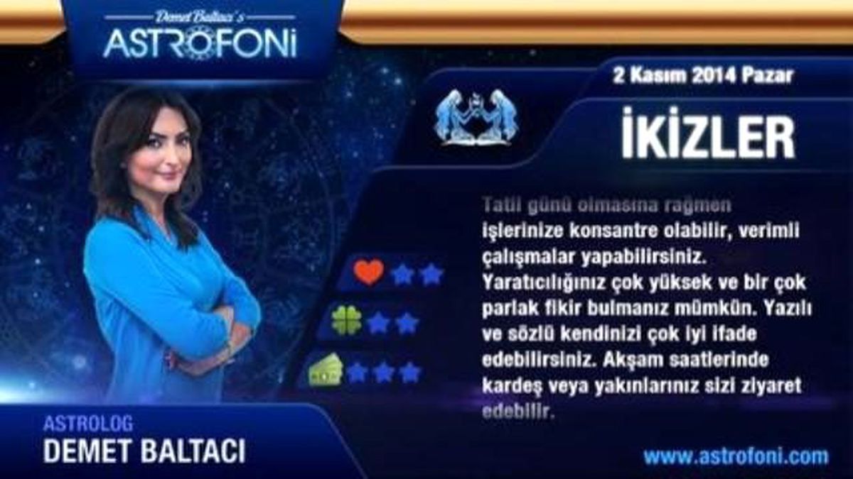 İkizler Burcu, Günlük Astroloji Yorumu, 2 Kasım 2014