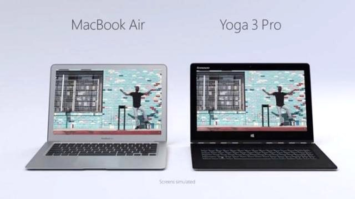 Bu Reklamda Macbook Air ve Yoga 3 Pro Karşı Karşıya