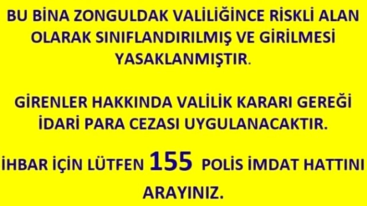 196 Metruk Binaya Giriş Yasağı